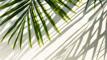 Aufkleber - Trendy Summer layout made with bamboo card note on white background Exotic shadow concept with copy space Tropical palm leaf shadow on bamboo card frame : Generative AI