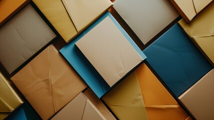 Poster - From above layout of colorful cardboard sheets in brown and grey shades : Generative AI