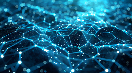 Wall Mural - a blue background with a lot of dots and lines. the dots and lines are connected to each other in a 