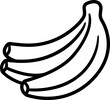Hand drawn bananas doodle icon. Black and white banana bunch. Simple drawing, vector clip art illustration.