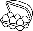 Hand drawn egg carton doodle line icon. Half dozen eggs container. Simple cartoon drawing, vector clip art illustration.