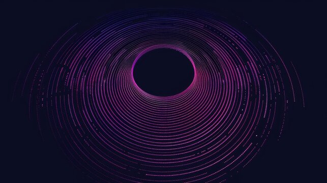 The musical symbol of the circular audio equalizer. Sound wave vector icon. Illustration isolated on dark background. Abstract digital wave of circle line particles. Futuristic modern background