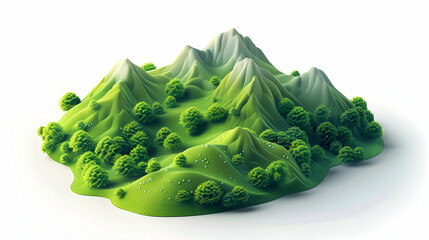 Morning Dew in Alpine Meadows   A Simple Flat Design Icon capturing the Freshness and Vibrancy of Early Morning Dew on Lush Vegetation in the Alpine Meadows   Isometric Scene Illus