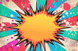colorful explosion in pop art comic style with blank center for text