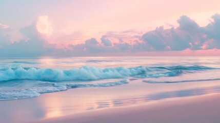 Poster - Idyllic sunset sky with cloud on sea beach sand wave exotic summer vacation concept : Generative AI