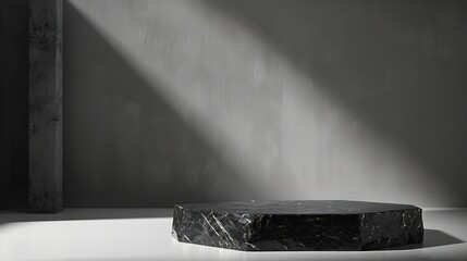 Aufkleber - Black and white Minimal style Luxury mockup for product presentation black aesthetic granites stone podium for products placement : Generative AI
