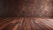 The image shows a dark wooden floor with a rustic wood grain texture