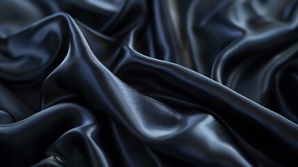 Poster - Blurred black silk fabric Iridescent and shining like a star in the night sky It has a taffetalike body but a smooth surface that creates a subtle sheen : Generative AI
