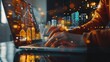 © Generative AI - Real estate investment investor buy a house land location Investor work on laptop computer to invest real estate in office click on increase graph arrow Facility management concept : Generative AI
