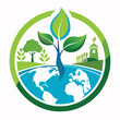 © Ifti Digital - A tree emerging from the green earth, symbolizing growth and connection to nature, Design a simple logo for a non-profit promoting environmental conservation and sustainability
