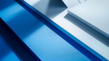 Poster - Layout of colorful cardboard sheets in blue and white shades : Generative AI