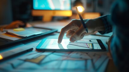 Leinwandbilder - Web designer planning application for mobile phone : Generative AI