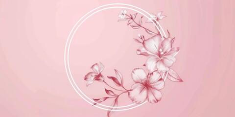  Flowery motif on pink backdrop. Whimsical floral pattern concept