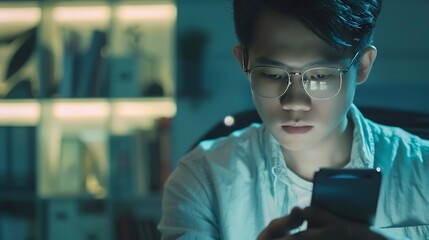 Leinwandbilder - Website designer Creative planning phone app development template layout framework wireframe design User experience concept Young asian man UX designer working on smartphone applicatio : Generative AI
