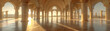 simplicity in the architecture of an arabian mosque with natural light reflection on the tiled floor