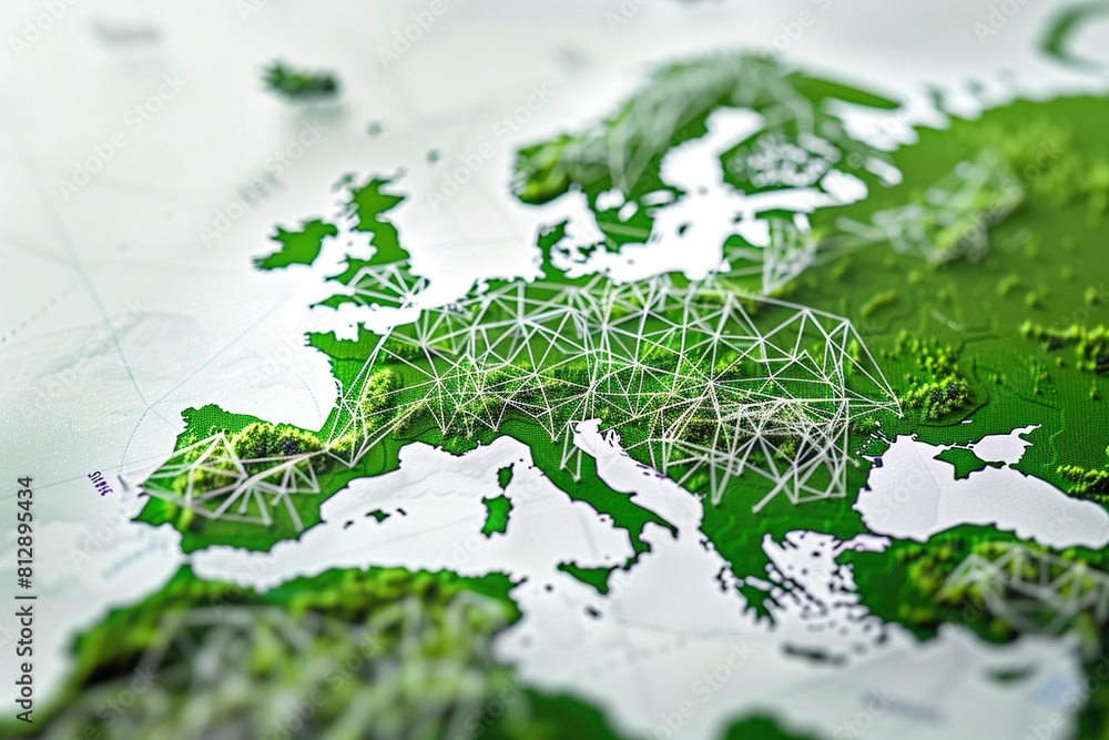 Digital Map of Europe with Global Network Connections,Global Network ...