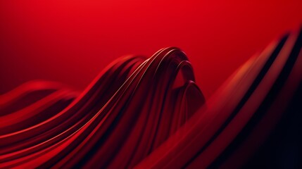 Fototapete - Red background with black abstract lines : Generative AI