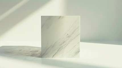 Poster - Geometric figure with a marble texture on a light background Design for presentation : Generative AI