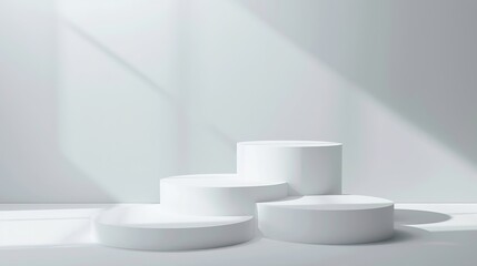 Poster - Abstract empty white podium on grey background Mock up stand for product presentation 3D Render Minimal concept Advertising template : Generative AI