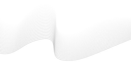 Wall Mural - abstract halftone flowing wavy gradient dots shape isolated on transparent background. flowing dot p