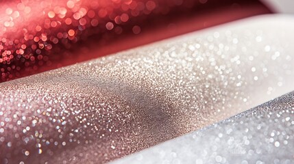 Poster - From above layout of pastel glitter cardboard sheets in brown white red and grey shiny shades : Generative AI