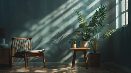 Wall Mural - Modern residential, hotel, and homestay interior spaces:a green empty room with windows