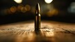 Bullet on a wooden table.