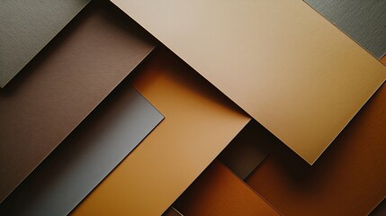 Poster - From above layout of colorful cardboard sheets in brown and grey shades : Generative AI