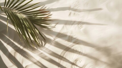 Aufkleber - Aesthetic Palm Leaf on Shadow on Sand Background Texture Copy Space Minimal Summer Concept : Generative AI