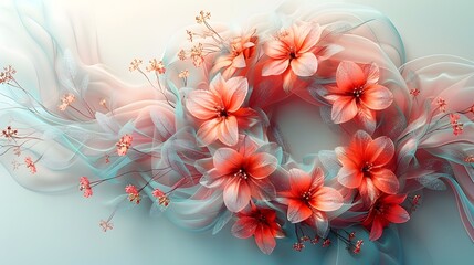 Aufkleber - Delicate Minimalist Christmas Wreath in Pastel Mint and Peach Gradient with Intricate Floral Details and Digital Graphic Design