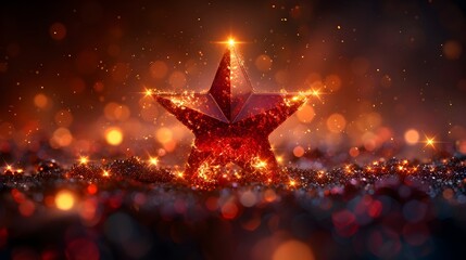 Aufkleber - Stylized Glowing Christmas Star with Abstract Holiday Backdrop