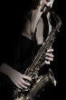 Saxophone player. Jazz musician saxophonist woman