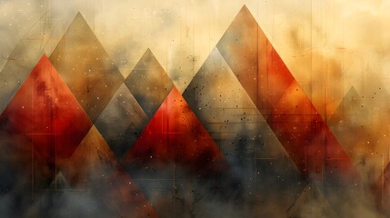 Leinwandbilder - Stylized Geometric Abstract Mountainscape in Warm Earth Tone Palette