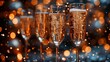 Elegant Champagne Flutes Celebrating the Arrival of a New Prosperous Year with Glittering Bokeh Backdrop