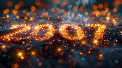 Poster - Captivating of the New Year 2025 with Dazzling Fireworks and Radiant Lights