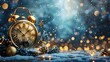 © prasong. - Magical Midnight Countdown with Shimmering Snowflakes and Vintage Clock