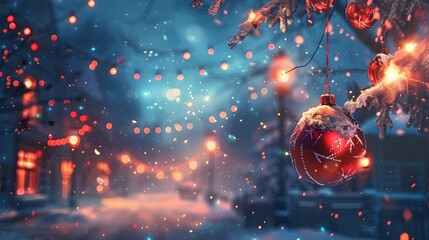 Poster - Magical Sparkling Bokeh Lights of Festive Winter Wonderland