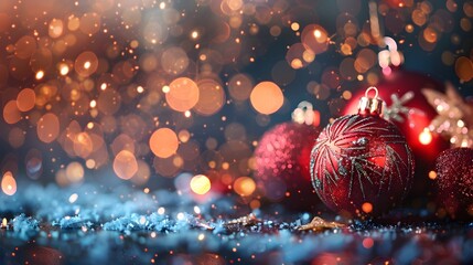 Poster - Captivating New Year 2025 Backdrop with Festive Ornament and Shimmering Bokeh Lights