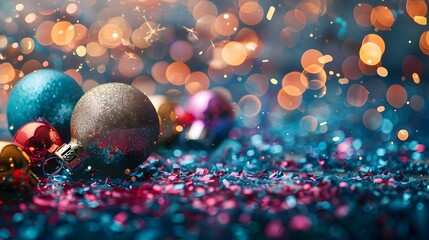 Poster - Radiant of the New Year 2025 with Shimmering Ornaments and Glittering Bokeh Lights