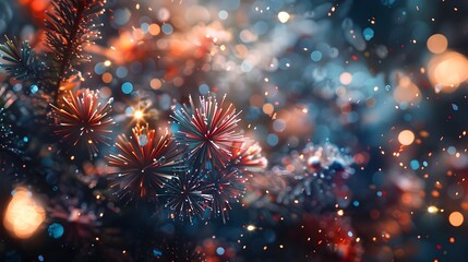 Aufkleber - Radiant Fireworks Bursting in Dazzling of the New Year 2025
