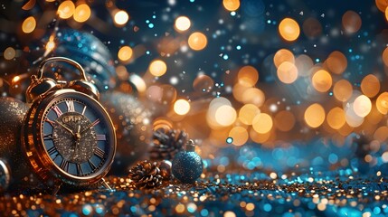 Poster - Elegant Sparkling Midnight Countdown Background for New Year 2025