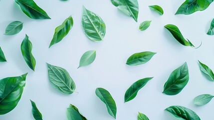 Aufkleber - Creative layout made of green leaves Flat lay Nature concept : Generative AI