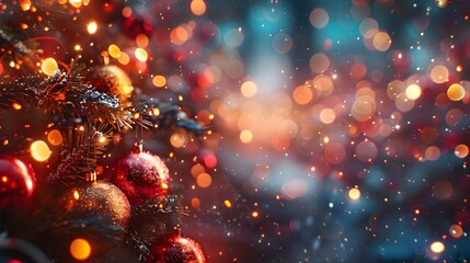 Poster - Festive Christmas and New Year 2025 Background with Colorful and Sparkling Lights