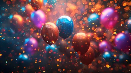 Poster - Vibrant of the Upcoming New Year 2025 with Sparkling Confetti and Radiant Fireworks