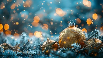 Poster - Shimmering Christmas and New Year Holiday on Snowy Background