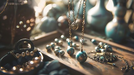 Online shop website for handmade jewelry viewed on laptop computer : Generative AI