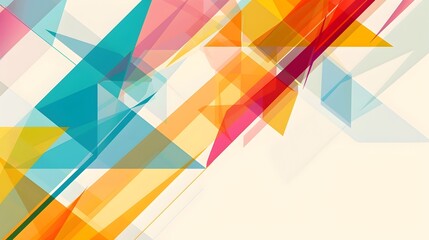 Fototapete - Vibrant Geometric Abstract Background with Clean Minimalist Composition and Overlapping Shapes