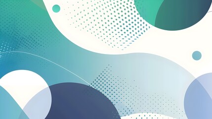 Fototapete - Minimalist Abstract Geometric Shapes in Shades of Blue and Green on Neutral Background