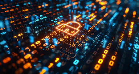 Concept of digital authentication on a digital/optical platform with binary digits as spotlights