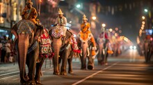 The Kandy Esala Perahera In Sri Lanka A Spectacular Ten-day Festival Involving Processions Of Dancers Drummers And Elephants Dressed In Ornate Garment